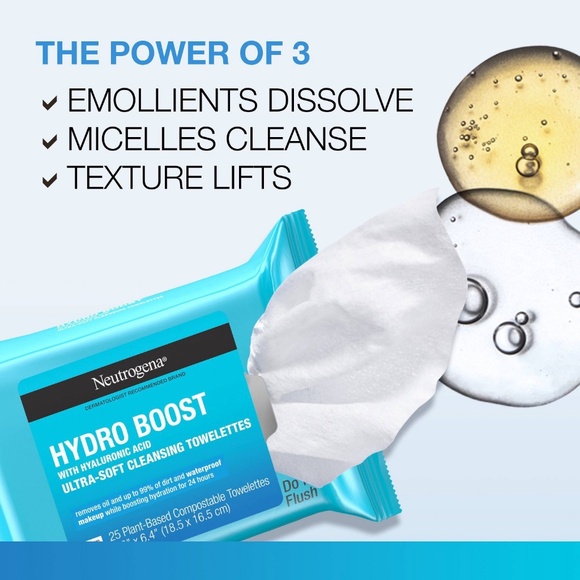 2-Neutrogena Hydro Boost Face Cleansing Makeup Wipes with Hyaluronic Acid - 25ct - Picture 8 of 14